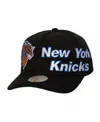 Mitchell & Ness Mitchell Ness Men's Black New York Knicks Busted Logo Wordmark Wrap-around Pro Pinch Adjustable Hat In Black