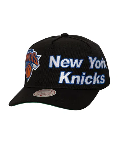 Mitchell & Ness Mitchell Ness Men's Black New York Knicks Busted Logo Wordmark Wrap-around Pro Pinch Adjustable Hat