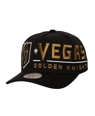 Mitchell & Ness Mitchell Ness Men's Black Vegas Golden Knights Busted Logo Wordmark Wrap-around Pro Pinch Adjustable