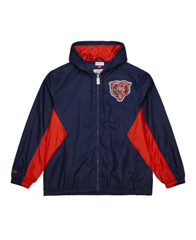 Mitchell & Ness Mitchell Ness Men's Navy Chicago Bears Logo Playmaker Full-zip Windbreaker Jacket In Blue