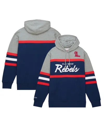 Mitchell & Ness Mitchell Ness Men's Navy Ole Miss Rebels Head Coach Pullover Hoodie In Multi