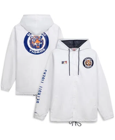Mitchell & Ness Mitchell Ness Men's White Detroit Tigers Big Tall Full-snap Hooded Jacket In Gray