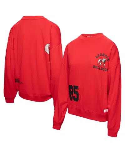 Mitchell & Ness Mitchell Ness Women's Red Georgia Bulldogs Multi-hit Crewneck Pullover Sweatshirt