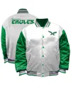 Mitchell & Ness Mitchell Ness Women's White Philadelphia Eagles Throwback Plus Size Full-snap Satin Jacket In White