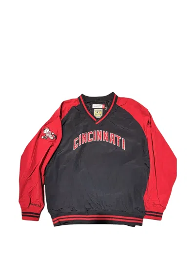Mitchell & Ness Mlb Cincinnati Reds Logo-embroidered Sweatshirt In Black