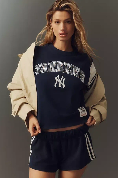 Mitchell & Ness Mlb Crew-neck Jersey Top In Blue