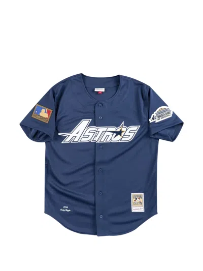 Mitchell & Ness Mlb Houston Astros Buttoned T-shirt In Blue