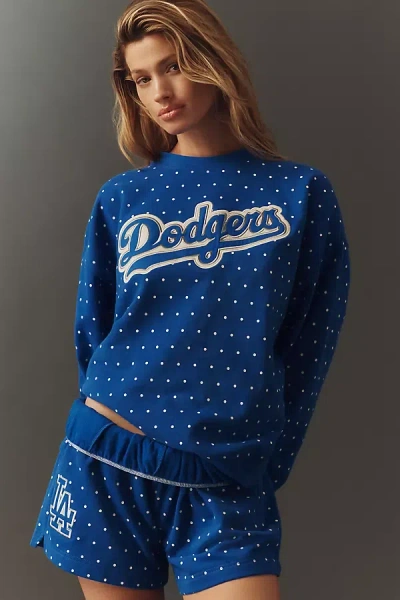 Mitchell & Ness Mlb Long-sleeve Crew-neck Pullover In Blue