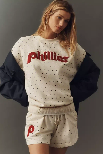 Mitchell & Ness Mlb Long-sleeve Crew-neck Pullover In White