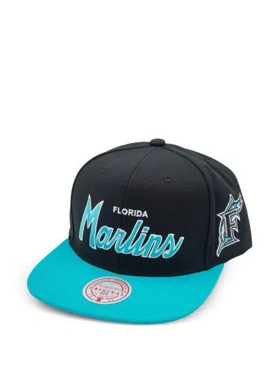 Mitchell & Ness Mlb Miami Marlins Cooperstown Evergreen Script Snapback Cap In Blue
