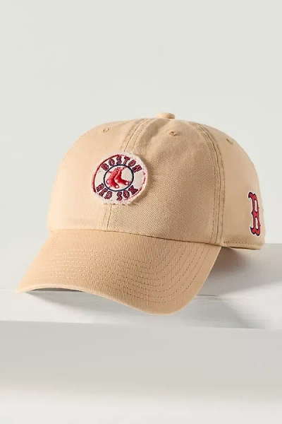 Mitchell & Ness Mlb Patch 100% Cotton Baseball Cap In Beige