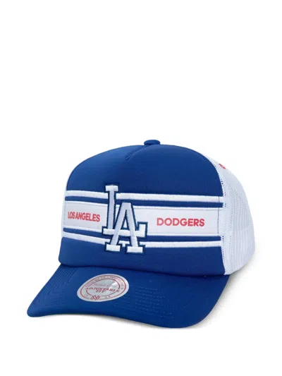 Mitchell & Ness Mlb Sideline Striped Trucker Cap In Blue
