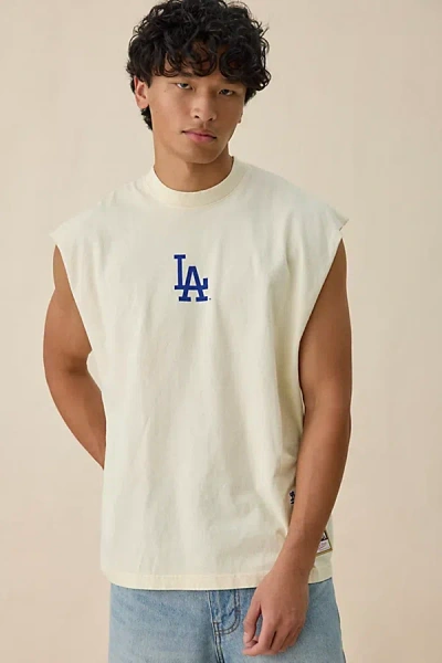 Mitchell & Ness Mlb Team Logo Training Muscle Tee In Cream/los Angeles Dodgers, Men's At Urban Outfitters In Neutral