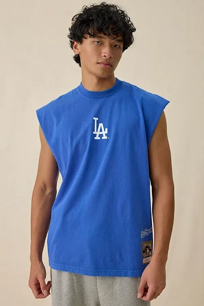 Mitchell & Ness Mlb Team Logo Training Muscle Tee In Royal/los Angeles Dodgers, Men's At Urban Outfitters In Blue