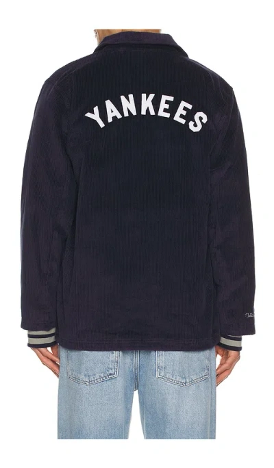Mitchell & Ness Mlb Yankees Off The Busvintage Logo Corduroy Coaches Jacket In Animal Print