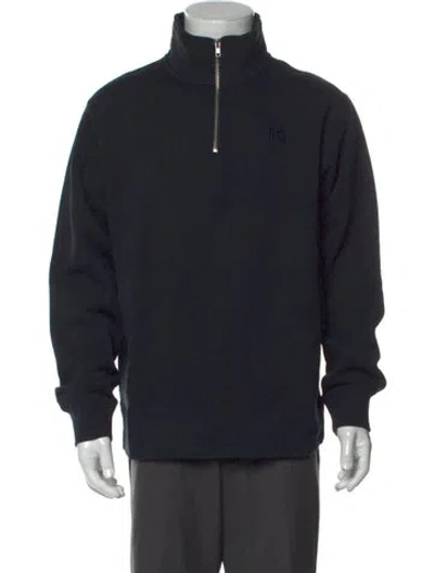 Pre-owned Mitchell & Ness Mock Neck Long Sleeve Sweatshirt In Black