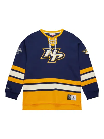 Mitchell & Ness Nashville Predators Heritage Lace-up Pullover In Blue