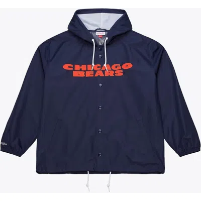 Mitchell & Ness Navy Chicago Bears Coaches Full-snap Hooded Windbreaker Jacket In Blue