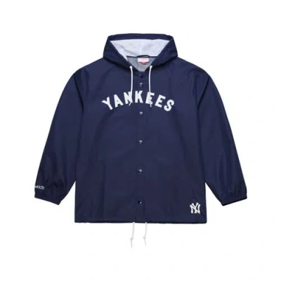 Mitchell & Ness Navy New York Yankees Full-snap Hooded Coaches Jacket In Blue