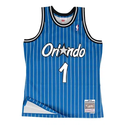Mitchell & Ness Pinstripe Jersey In Blue