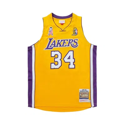 Pre-owned Mitchell & Ness Nba Authentic Los Angeles Lakers 2001 Shaquille O'neal Jersey 'light Gold' | Men's S