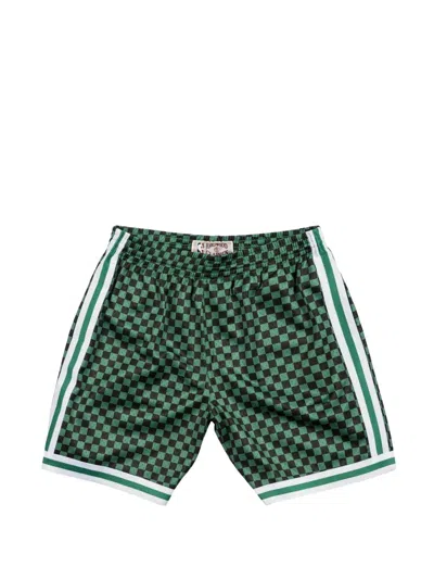 Mitchell & Ness Nba "boston Celtics" Checked Swingman Shorts In Green