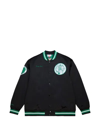 Mitchell & Ness Nba Celtics Larry Bird Bomber Jacket In Black