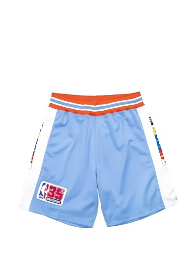 Mitchell & Ness Nba Clippers 80 Striped Logo Shorts In Blue