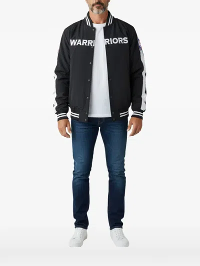 Mitchell & Ness Nba Golden State Warriors Band-collar Jacket In Black