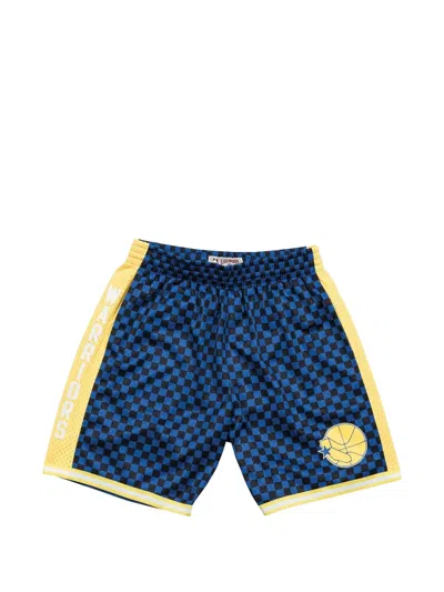 Mitchell & Ness Nba Golden State Warriors Checked Swingman Shorts In Blue