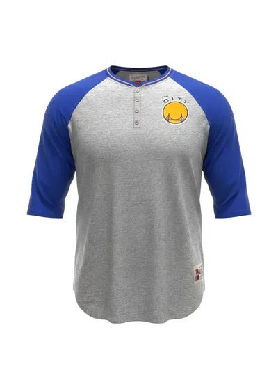 Mitchell & Ness Nba Golden State Warriors Henley-neck T-shirt In Gray