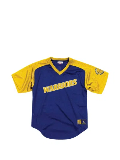 Mitchell & Ness Nba "golden State Warriors" Mesh V-neck T-shirt In Blue