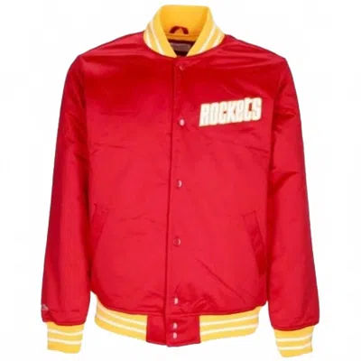 Mitchell & Ness Nba Houston Rockets Heavyweight Jacket In Scarlet In Pink