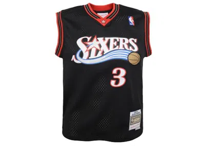 Pre-owned Mitchell & Ness Nba Kids Philadelphia 76ers Allen Iverson 200001 Swingman Road Jersey In Scarelet Red Red