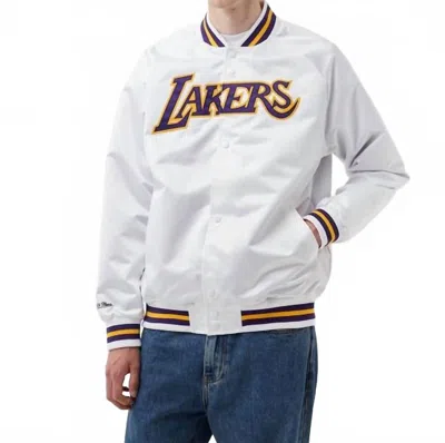 Mitchell & Ness Nba Lakers Lightweight Jacket In White In Neutral