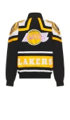 Mitchell & Ness Nba Lakers Throw It Back Windbreaker In Black