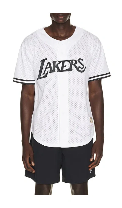 Mitchell & Ness Nba Los Angeles Lakers Monochrome Mesh Shirt In White