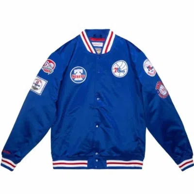 Mitchell & Ness Nba Philadelphia 76ers Champ City Satin Jacket In Royal In Blue