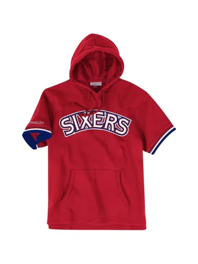 Mitchell & Ness Nba Philadelphia 76ers Short-sleeve Hoodie In Red