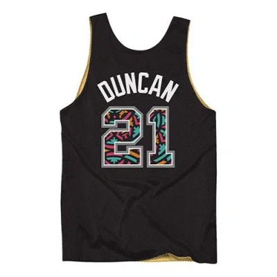 Mitchell & Ness Nba Reversible Mesh Tank Spurs 03 Tim Duncan In Black