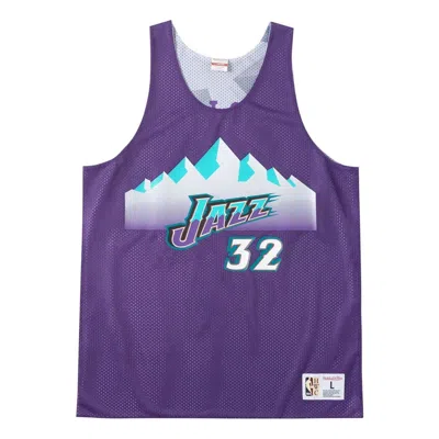 Mitchell & Ness Nba Reversible Mesh Tank Utah Jazz Karl Malone In Purple