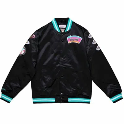 Mitchell & Ness Nba San Antonio Spurs Champ City Satin Jacket In Black