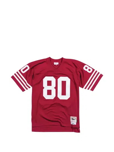 Mitchell & Ness Nba San Francisco 49ers 90 Jerry Rice Striped Legacy T-shirt In Red