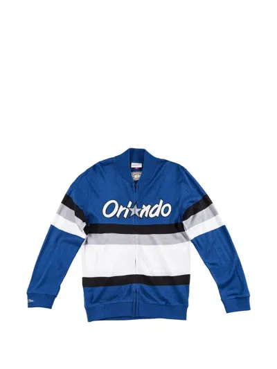 Mitchell & Ness Nba Stripe Full Zip Sweatshirt In Blue