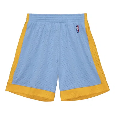 MITCHELL & NESS MITCHELL & NESS NBA SWINGMAN LOS ANGELES LAKERS 2001-02 SHORTS 'LIGHT BLUE YELLOW'