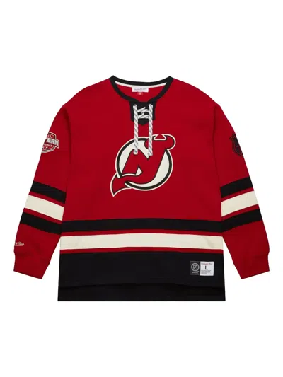 Mitchell & Ness New Jersey Devils Heritage Lace-up Pullover In Red