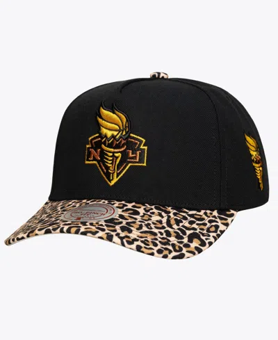Mitchell & Ness New York Liberty Cheetah-print Structured Pro Pinch Snapback Cap In Black