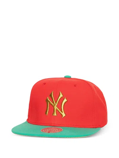 Mitchell & Ness New York Yankees Cooperstown Mistletoe Embroidered Baseball Cap In Red