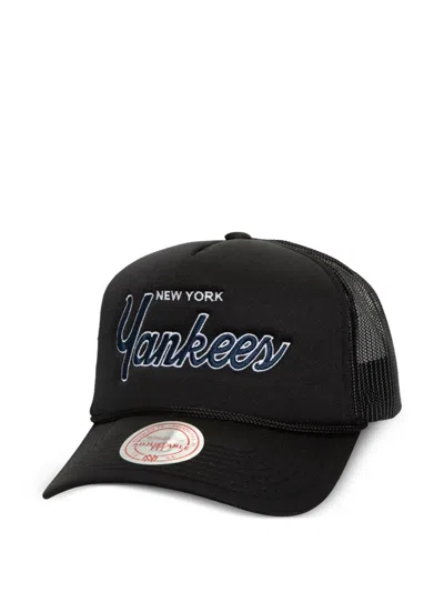 Mitchell & Ness New York Yankees Mlb Script Trucker Baseball Cap In Black
