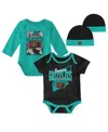 Mitchell & Ness Newborn And Infant Boys And Girls  Black, Turquoise Vancouver Grizzlies 3-piece Hardw In Black,turquoise